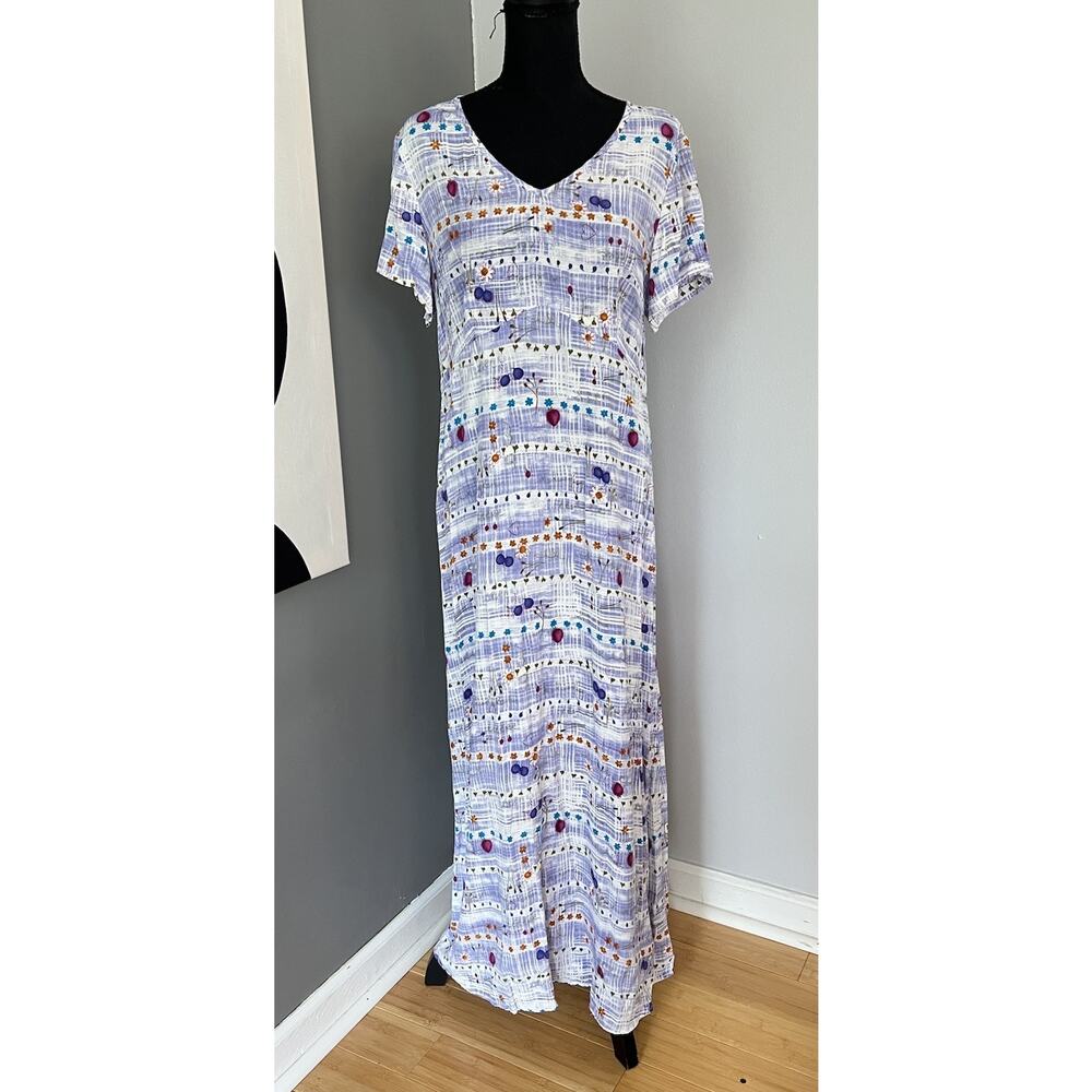 Vtg 90s Carol Anderson California Maxi Dress Rayon Size Large Medium Beach